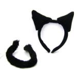 kit Tiara para Festas Gato Rabo e Gravata Pelúcia