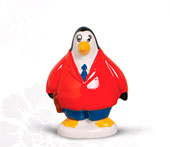 PINGUIM EMPRESÁRIO VERMELHO - 16x8cm - À Granel.